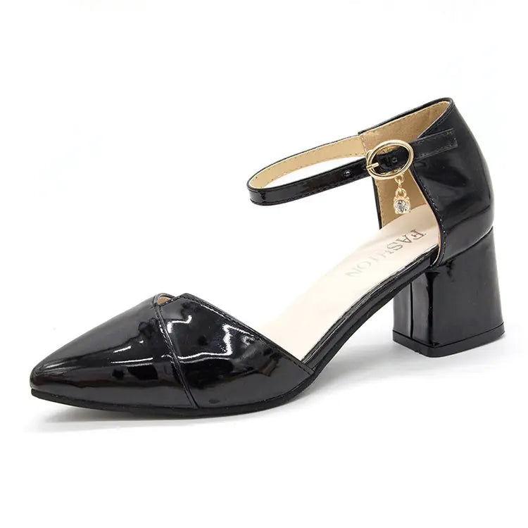 Baotou Chunky Heel Sandals with Pointed Toe