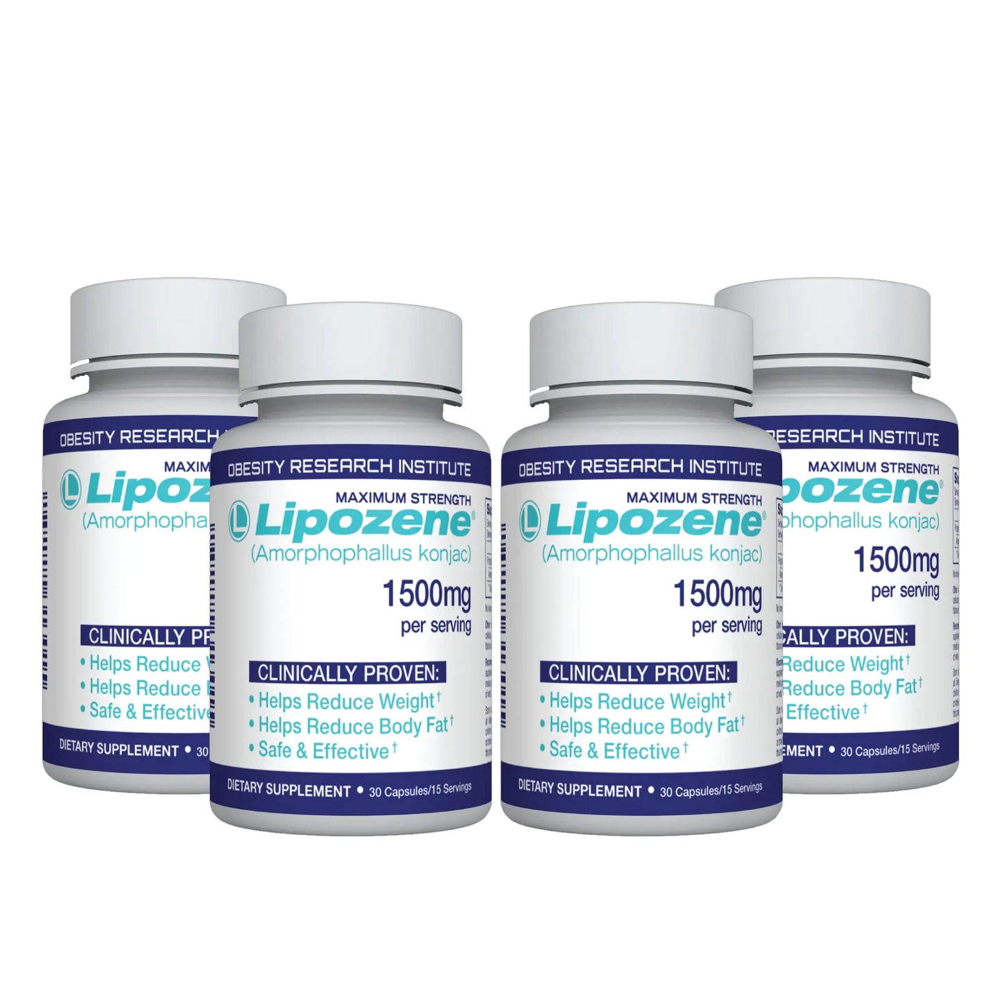 Lipozene Diet Pills - Weight Loss Supplement - 4 Bottles of 30 Capsules Each a Total of 120 Capsules!