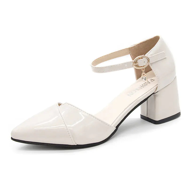 Baotou Chunky Heel Sandals with Pointed Toe